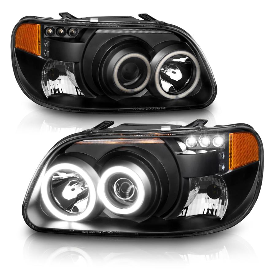 【並行輸入品】AmeriLite ブラックプロジェクター交換用ヘッドライト CCFL Halo LEDセット 95 01 Ford Explor