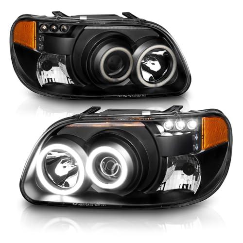 【並行輸入品】AmeriLite ブラックプロジェクター交換用ヘッドライト CCFL Halo LEDセット 95 01 Ford Explor