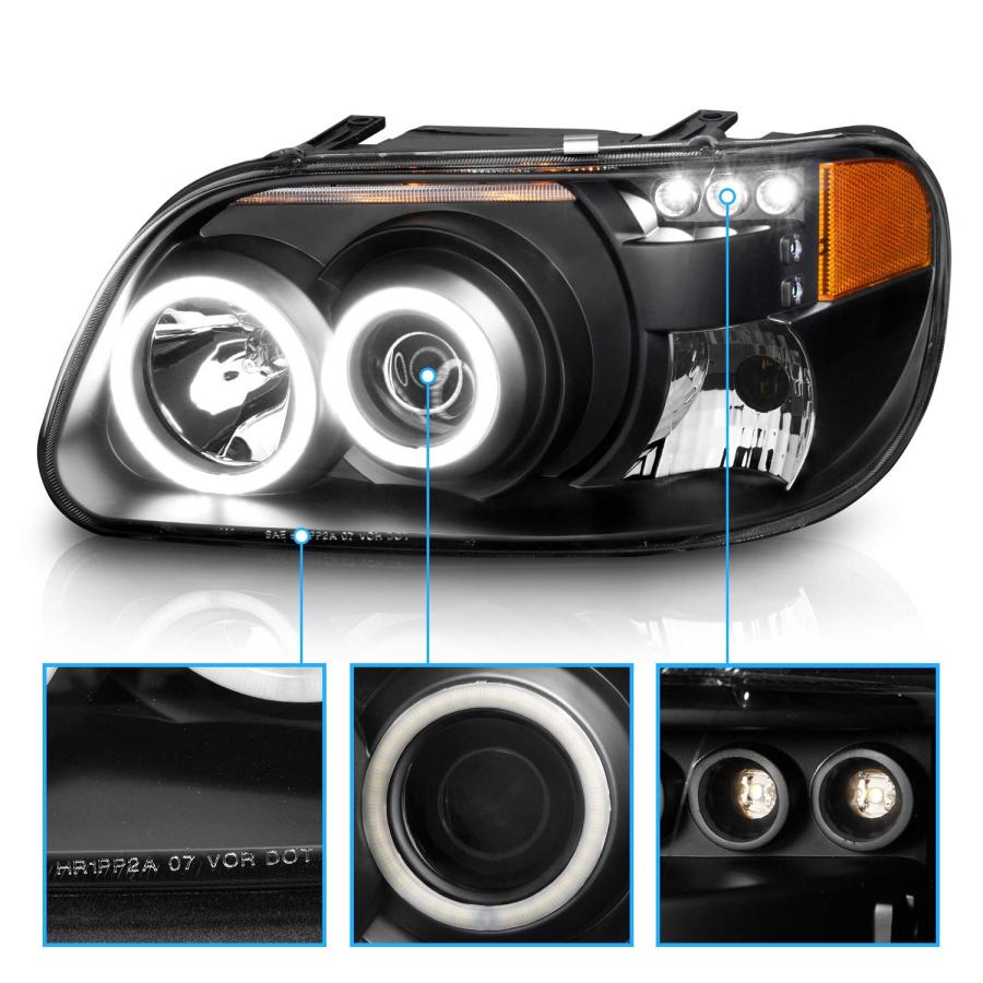 【並行輸入品】AmeriLite ブラックプロジェクター交換用ヘッドライト CCFL Halo LEDセット 95 01 Ford Explor