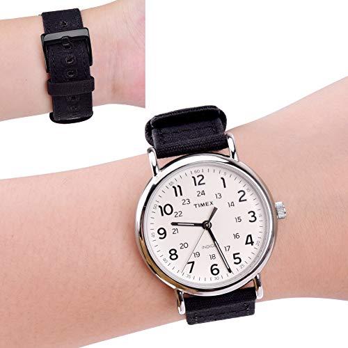 【並行輸入品】Ritche キャンバス クイックリリース 腕時計バンド 18mm 20mm 22mm 交換用腕時計ストラップ 男女兼用, ブラッの画像