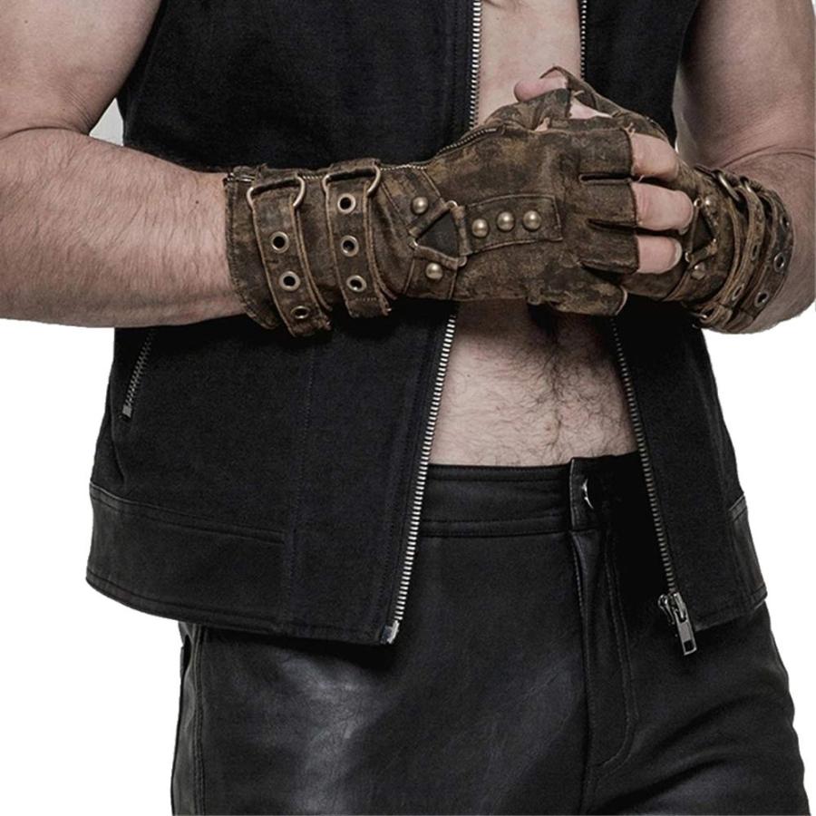 【並行輸入品】Punk Rave Steampunk Fingerless Gloves for Men Motorcycle Cottonの画像