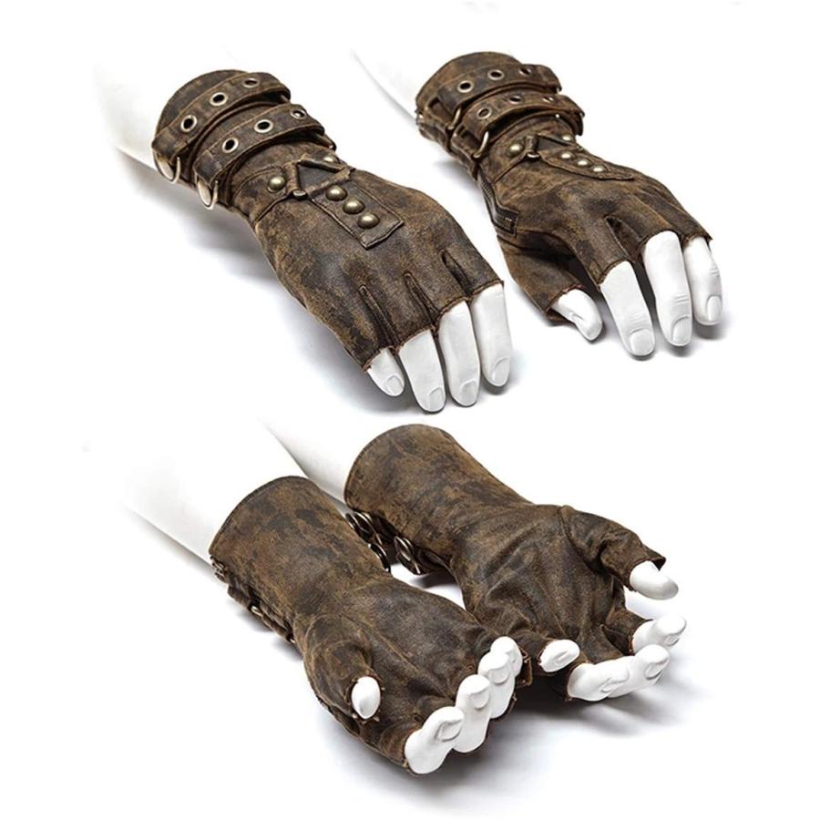 【並行輸入品】Punk Rave Steampunk Fingerless Gloves for Men Motorcycle Cottonの画像