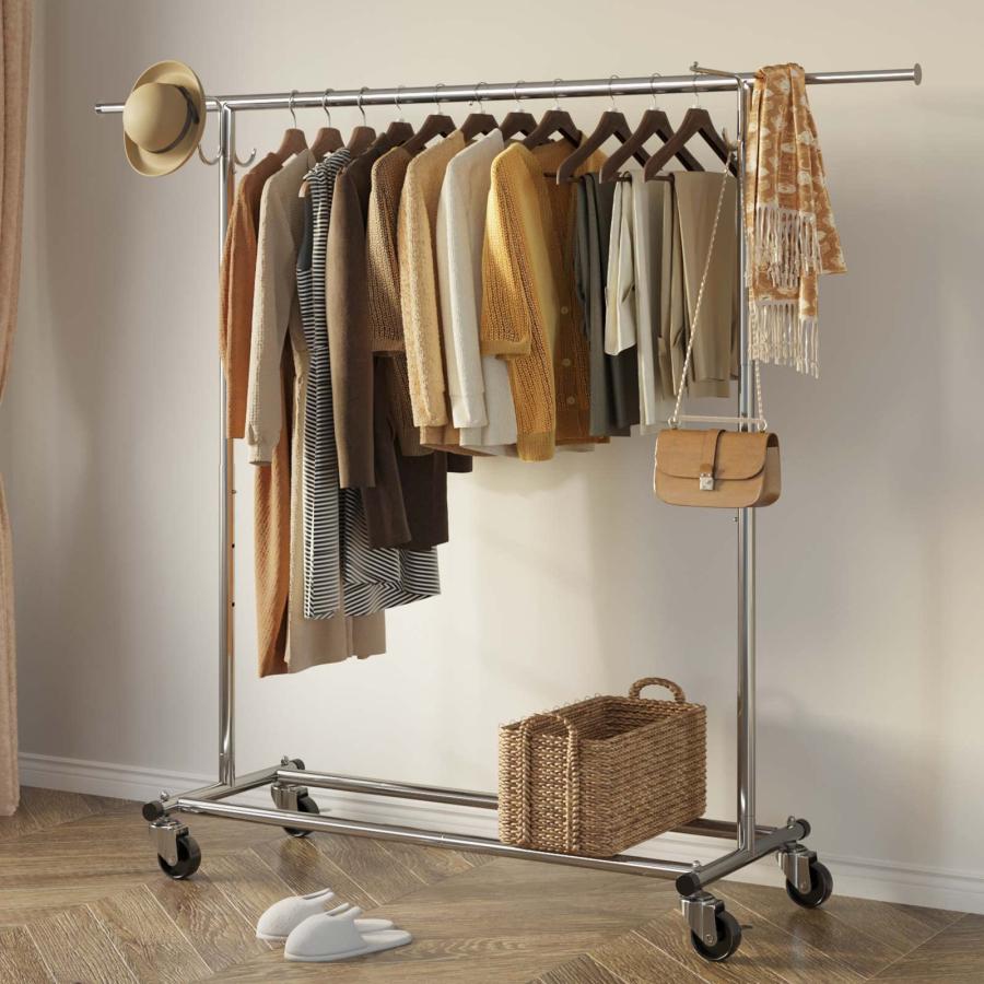 【並行輸入品】Greenstell ハンガーラック パイプハンガー 業務用ハンガーラック 透明カバー付き洋服ラック キャスター付き プロ仕様 スの画像
