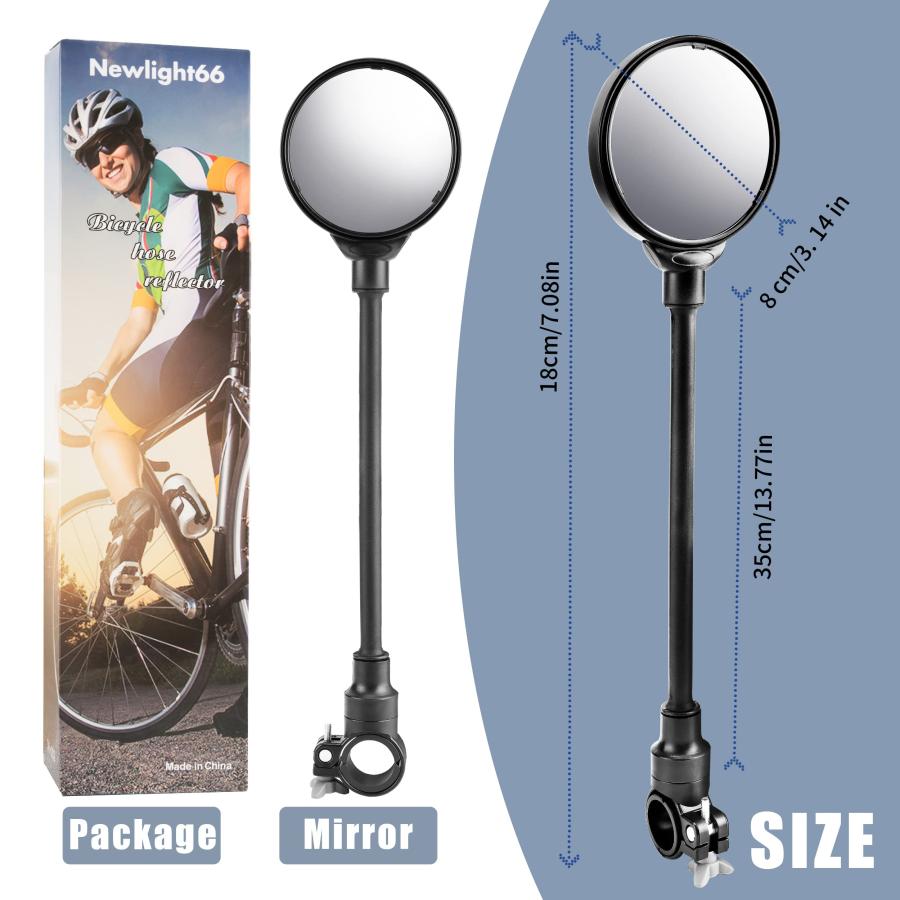 【並行輸入品】Newlight66 自転車ミラー 調節可能なハンドルバー リアビューミラー マウンテンバイク 自転車 電動オートバイ用 (ブラッの画像