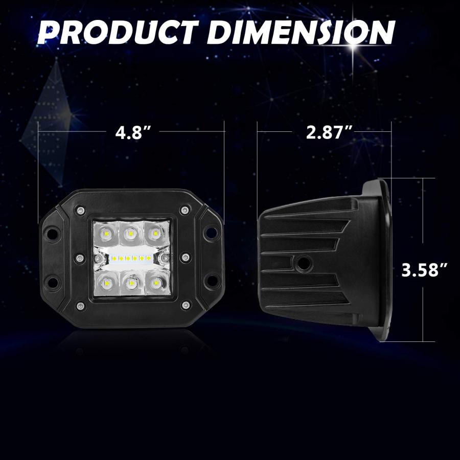 【並行輸入品】Flush Mount LED Pods with Wiring Harness,5 Inch 36w LED Work Ligの画像