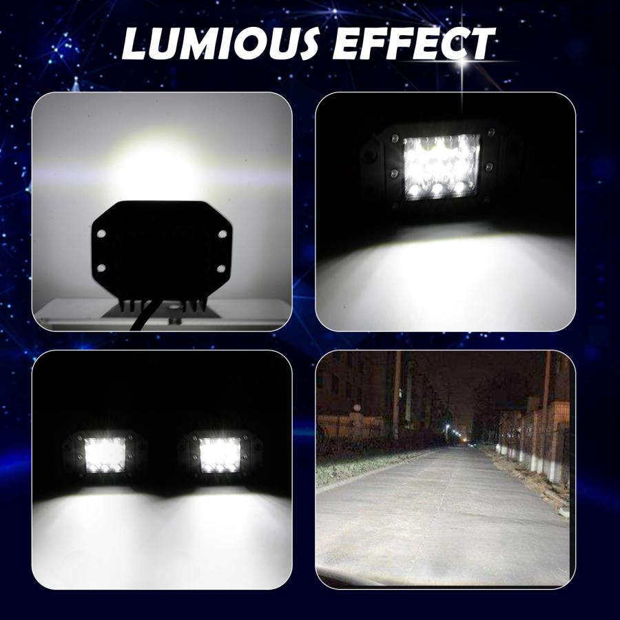 【並行輸入品】Flush Mount LED Pods with Wiring Harness,5 Inch 36w LED Work Ligの画像