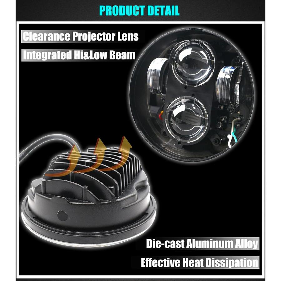 【並行輸入品】DDUOO 5.75インチLEDオートバイヘッドライト ハウジング付き ブラック オートバイヘッドランプアセンブリ For ホンダ 並行_1