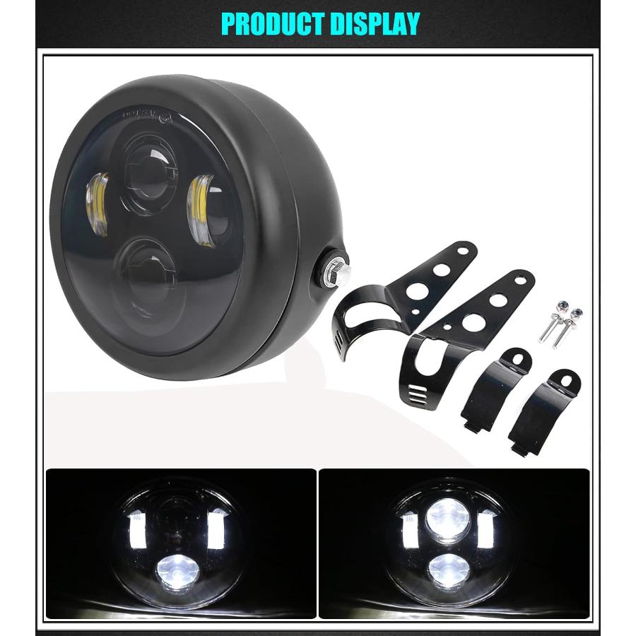 【並行輸入品】DDUOO 5.75インチLEDオートバイヘッドライト ハウジング付き ブラック オートバイヘッドランプアセンブリ For ホンダ 並行_4