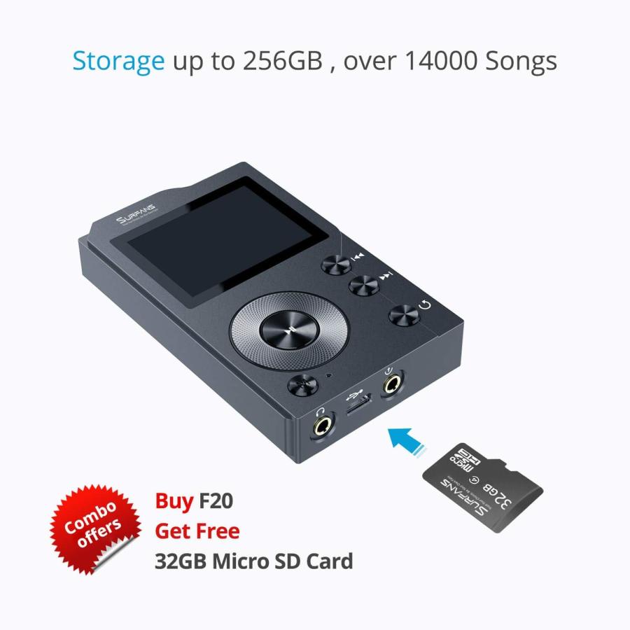 SURFANS F20 HiFi オーディオ MP3プレーヤー Amazon.com: Surfans F20 HiFi MP3 Player with Bluetooth5.2