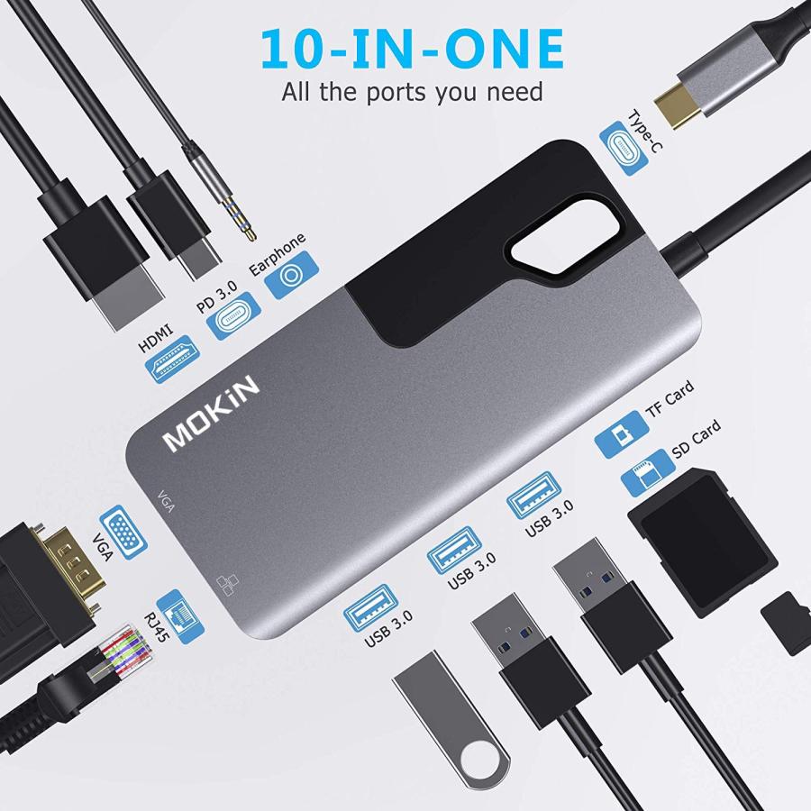 【並行輸入品】MacBook Pro用USB Cハブアダプター、Thunderbolt 3アダプター、10 in 1 USB Cドングル ギガビ_3