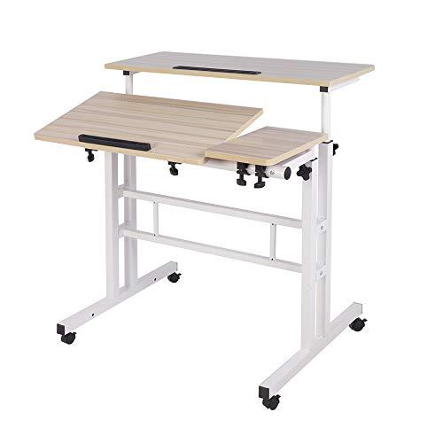 【並行輸入品】DlandHome パソコンデスク 昇降式テーブル 高さ調節可能 67 115cm サイドテーブル スタンディングデスク キャスタ_1