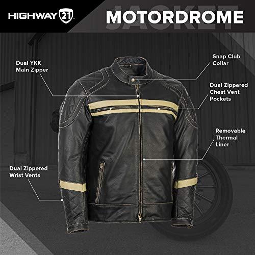 【並行輸入品】Highway 21 Motordrome メンズ ストリートバイクジャケット   ブラック / 3XL Highway 21 Mの画像