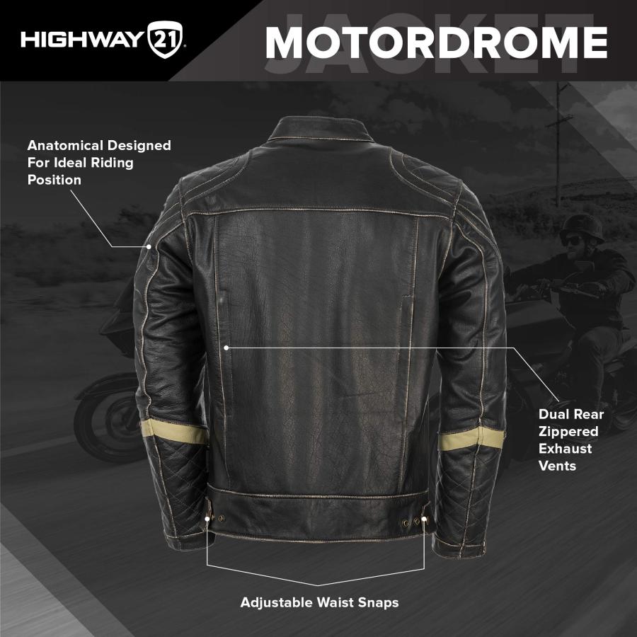 【並行輸入品】Highway 21 Motordrome メンズ ストリートバイクジャケット   ブラック / 3XL Highway 21 Mの画像