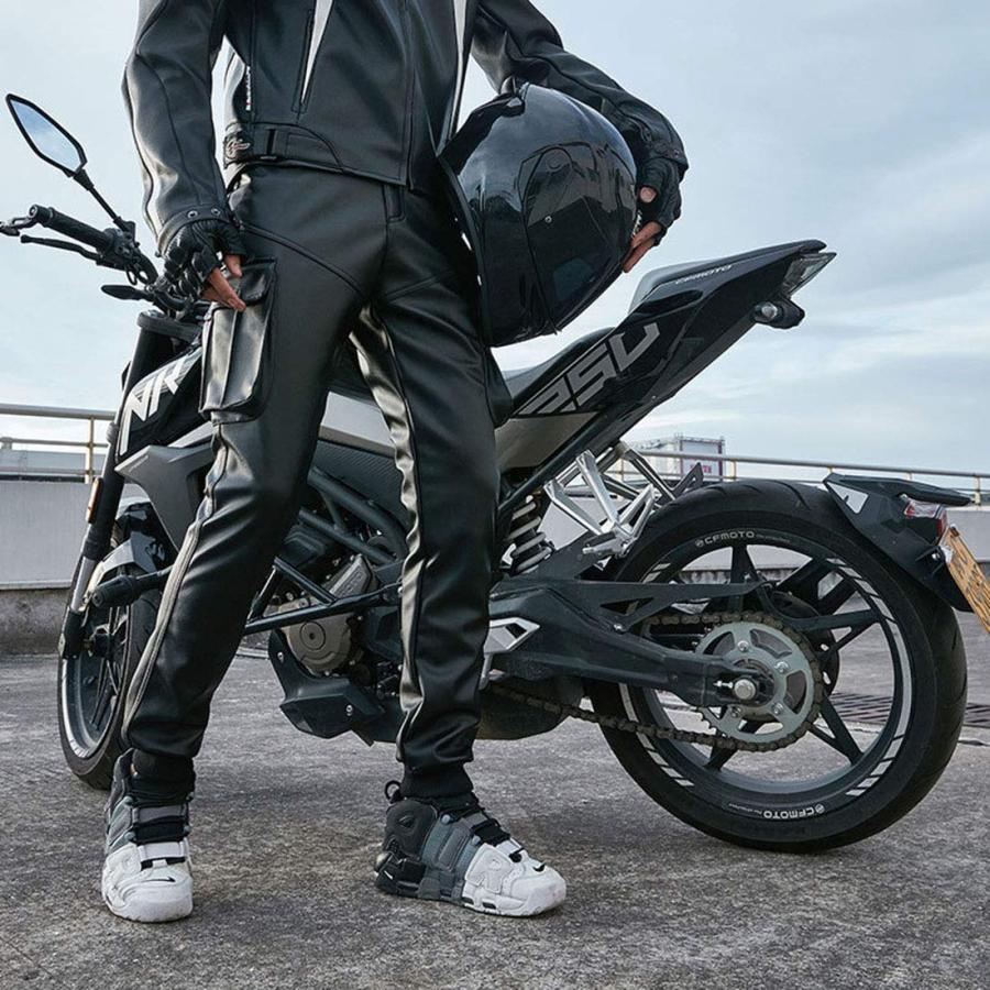 【並行輸入品】Idopy メンズ マルチポケット オートバイ ワークウェア PUフェイクレザー カーゴパンツ US サイズ: 30 カラー: ブの画像