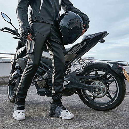 【並行輸入品】Idopy メンズ マルチポケット オートバイ ワークウェア PUフェイクレザー カーゴパンツ US サイズ: 30 カラー: ブの画像