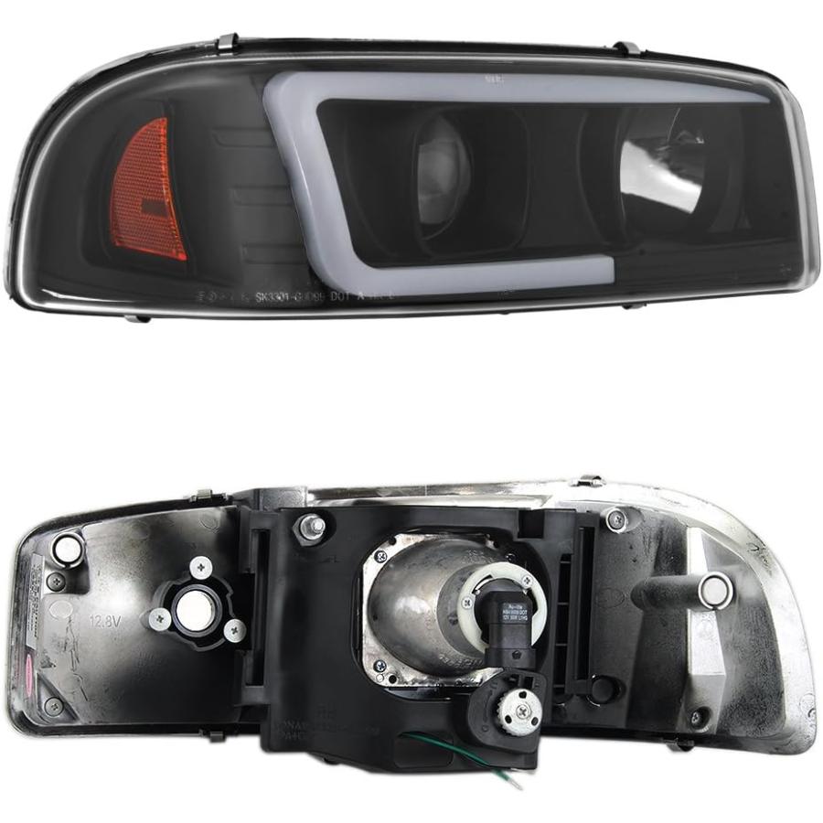 【並行輸入品】99-06 GMC Sierra 1500 2500HD 3500 C3 Yukon XL ブラック LED チューブ プロジェクターの画像