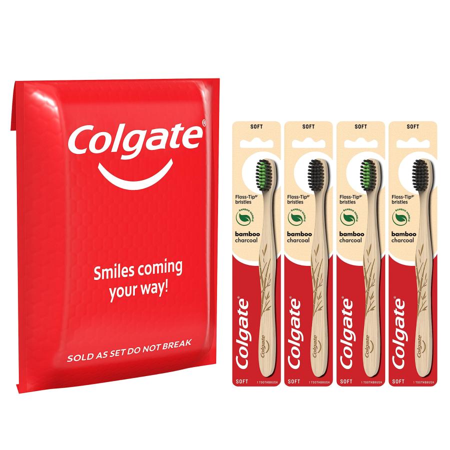 Colgate Charcoal Bamboo Toothbrushes, Eco Friendly Natural Bambo 並行輸入品｜import-tabaido｜03