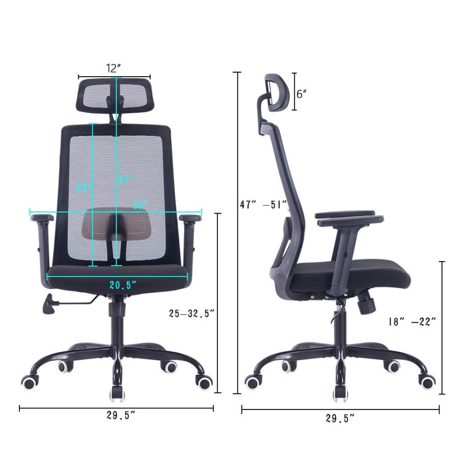 【並行輸入品】Sidanli椅子 イス オフィスチェア ブラクメッシュチェア デスクチェア 勉強 事務 テレワーク適用 黒 Sidanli Bl_6