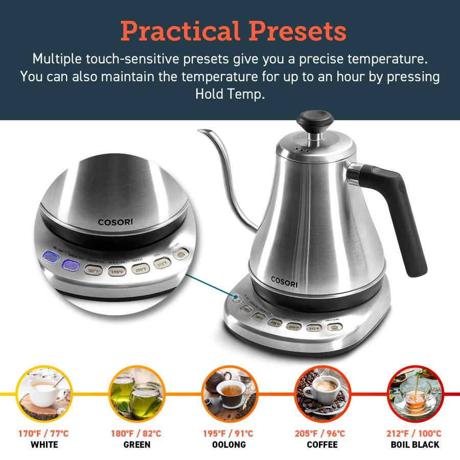 COSORI Electric Gooseneck Kettle with 5 Variable Presets, Pour Ov 並行輸入品｜import-tabaido｜07