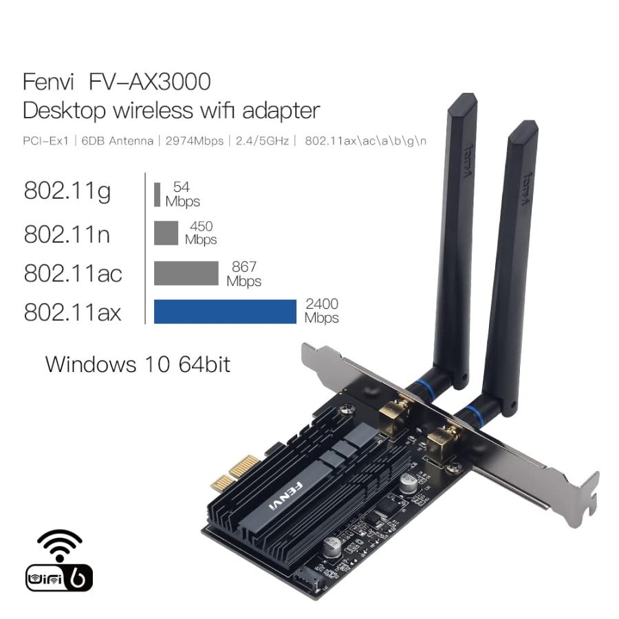 WiFi 6 AX200 PCI E WiFi Card BT5.2 Dual Band AX3000Mbps Desktop  並行輸入品｜import-tabaido｜10