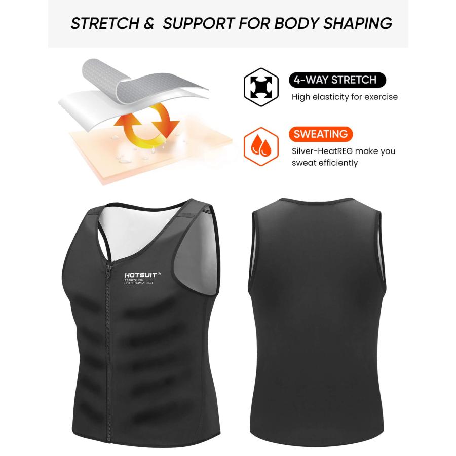 【並行輸入品】HOTSUIT Full Zipper Heavy Sauna Vest for Men， No Smell and Machi