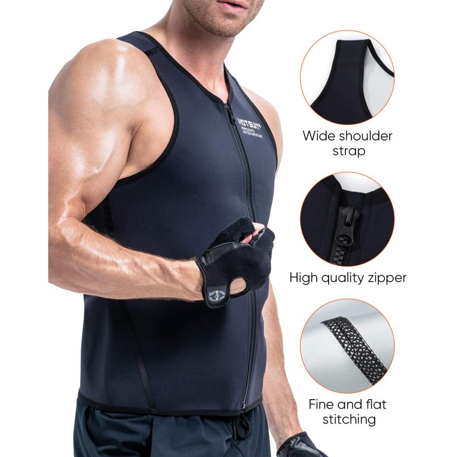 【並行輸入品】HOTSUIT Full Zipper Heavy Sauna Vest for Men， No Smell and Machi