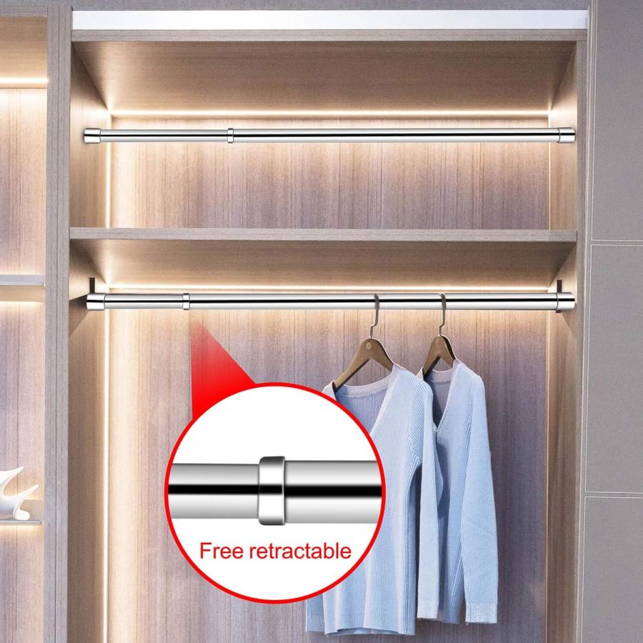 【並行輸入品】ASHOP 調節可能なクローゼットロッド 高耐久クローゼットロッド ステンレススチールブラシニッケル延長ロッド 27〜48インチのの画像