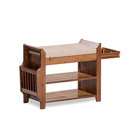 【並行輸入品】Change Shoe Bench Bamboo with Drawer Multi Layer Household Doorw_1