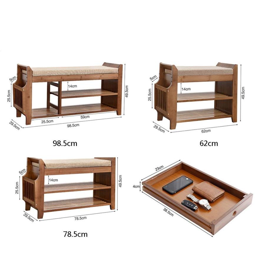 【並行輸入品】Change Shoe Bench Bamboo with Drawer Multi Layer Household Doorw_3