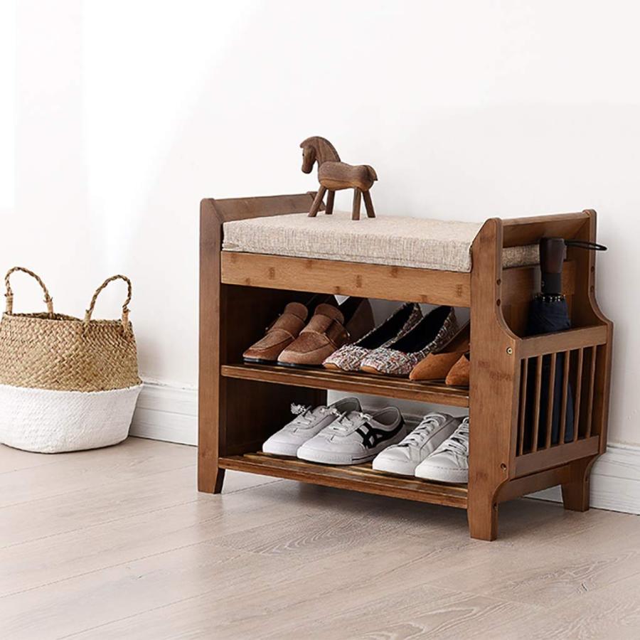 【並行輸入品】Change Shoe Bench Bamboo with Drawer Multi Layer Household Doorw_6