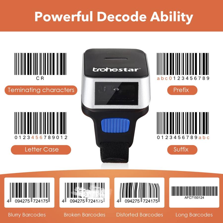 Trohestar Bluetooth Barcode Scanner, Wearable Mini CCD Wireless  並行輸入品｜import-tabaido｜10