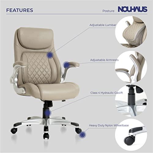 【並行輸入品】Nouhaus +Posture エルゴノミック PUレザー オフィスチェア Click5 腰サポート FlipAdjustアームの画像