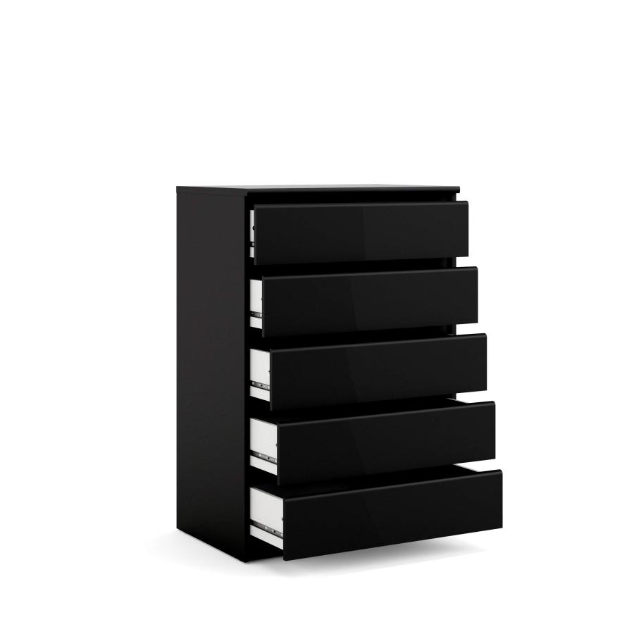 モダンデザイン シェルフ付きチェスト ブラック 並行輸入品】Tvilum チェスト 5段 ブラックマット Tvilum, Handle free