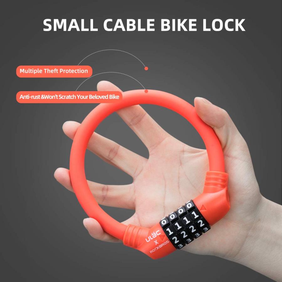 【並行輸入品】ROCKBROS 自転車ロックケーブル 軽量自転車ロック コンビネーション付き 小型自転車ケーブルロック 盗難防止 自転車ホイールの画像