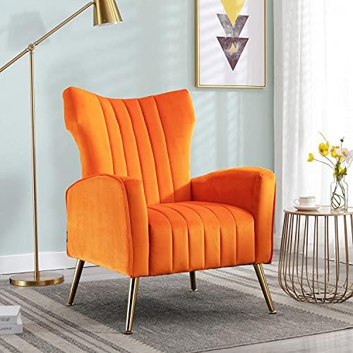 並行輸入品】Altrobene Velvet Accent Chair Modern Wingback Comfy 