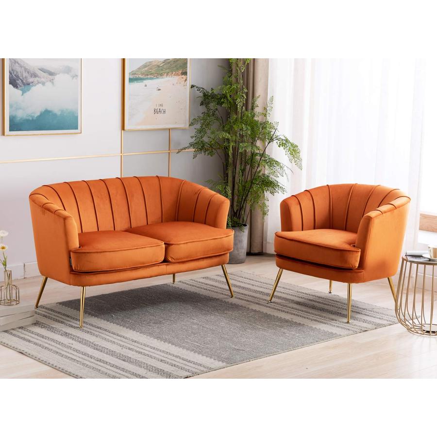 並行輸入品】Artechworks Modern Velvet Barrel Chair Accent Armchair