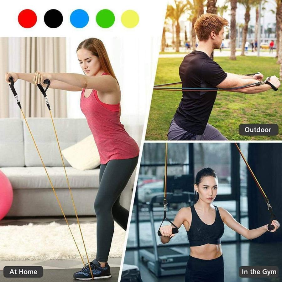 【並行輸入品】運動抵抗バンドセット Maso自動筋力トレーニング抵抗バンドストレッチトレーニングバンド11PCフィットネスチューブ、フォームハン_3