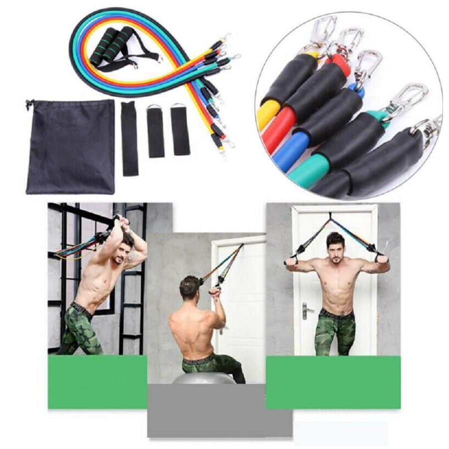 【並行輸入品】運動抵抗バンドセット Maso自動筋力トレーニング抵抗バンドストレッチトレーニングバンド11PCフィットネスチューブ、フォームハン_6