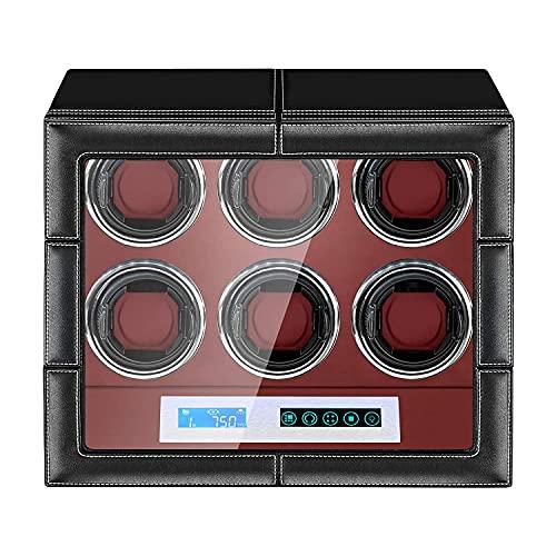 【並行輸入品】JQUEEN 自動巻き腕時計ワインダー 静音日本製マブチモーター付き マイクロファイバーレザー LCDタッチスクリーンとリモコン付の画像