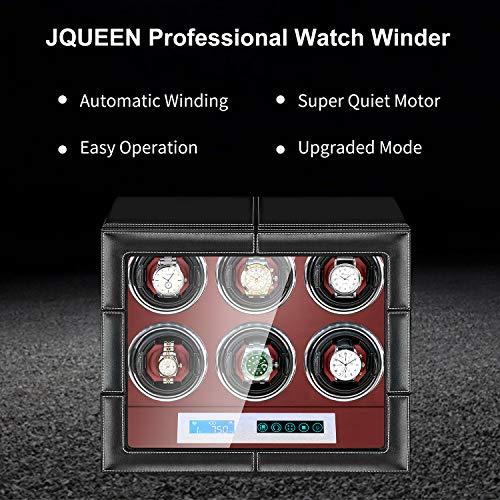 【並行輸入品】JQUEEN 自動巻き腕時計ワインダー 静音日本製マブチモーター付き マイクロファイバーレザー LCDタッチスクリーンとリモコン付の画像
