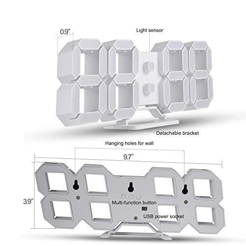 【並行輸入品】3D LEDデジタル時計 9.7イン 明るさ調整 目覚まし時計 壁掛け時計年/月/日の温度表示、ナイトランプ寝室、キッチン、居間な_4