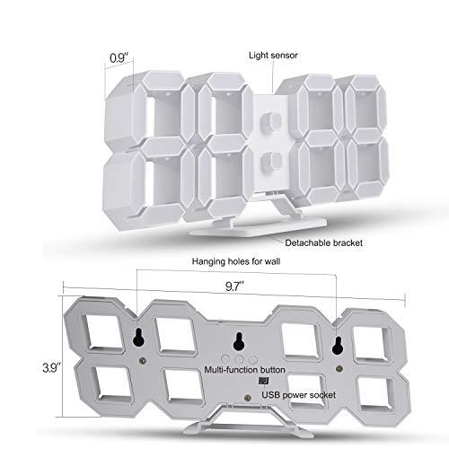 3D LEDデジタル時計 9.7イン 明るさ調整 目覚まし時計 壁掛け時計年/月/日の温度表示、ナイトランプ寝室、キッチン、居間な 並行輸入品｜import-tabaido｜05