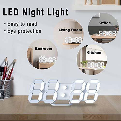 【並行輸入品】3D LEDデジタル時計 9.7イン 明るさ調整 目覚まし時計 壁掛け時計年/月/日の温度表示、ナイトランプ寝室、キッチン、居間な_7