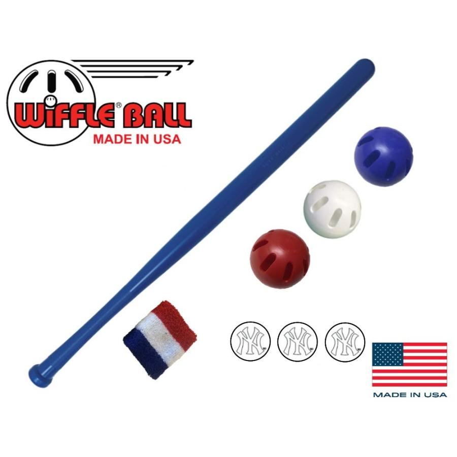 【並行輸入品】WIFFLE〓 ボールとバットセット 限定版ヤンキースチームカラー 公式ブルーバット レッド ホワイト ブルー ボールセット WIの画像