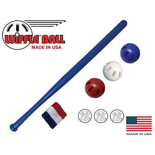 【並行輸入品】WIFFLE〓 ボールとバットセット 限定版ヤンキースチームカラー 公式ブルーバット レッド ホワイト ブルー ボールセット WIの画像