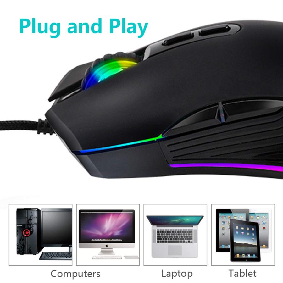 IULONEE Type Cマウス 有線USB Cマウス ゲーミングマウス 人間工学的 4 RGBバックライト 3200 DPI  並行輸入品｜import-tabaido｜04