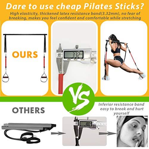 【並行輸入品】Upgraded 60 180LBS Adjustable Pilates Bar Kit with Resistance Ba_7