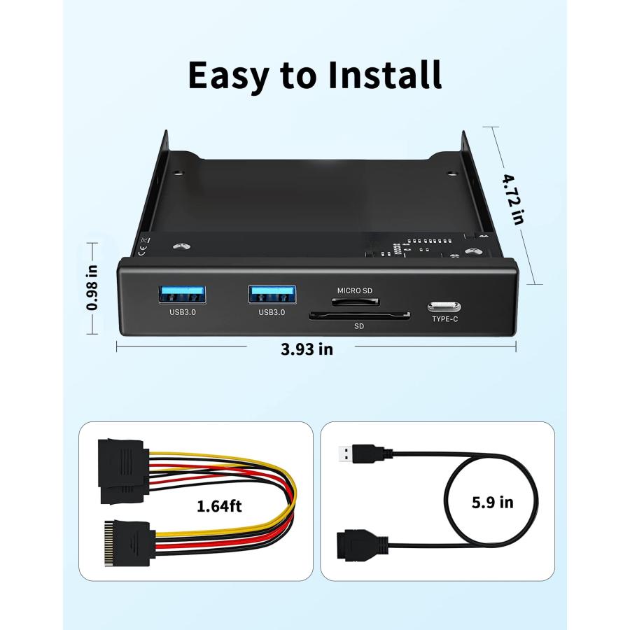 並行輸入品】BYEASY フロントパネルUSB3.0ハブ5ポート、3.5インチ内部