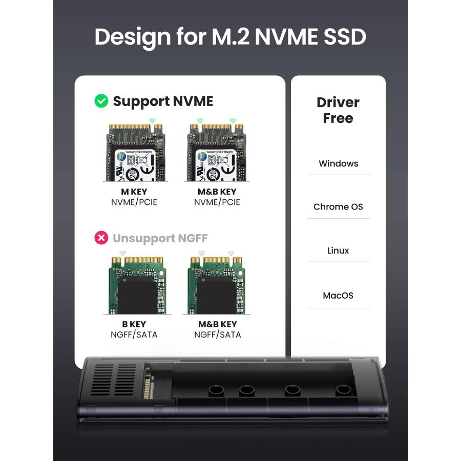 UGREEN M.2 SSD ケース PCIe NVMe M.2 SSD 外付けケース USB3.1 Gen 2 Thunderb 並行輸入品｜import-tabaido｜04