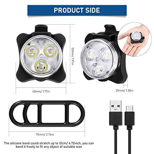 【並行輸入品】LED 自転車ライト 前後 充電式 ブライトバイクライト 自転車ヘッドライト テールライト USBケーブルとマウントストラップ付きの画像